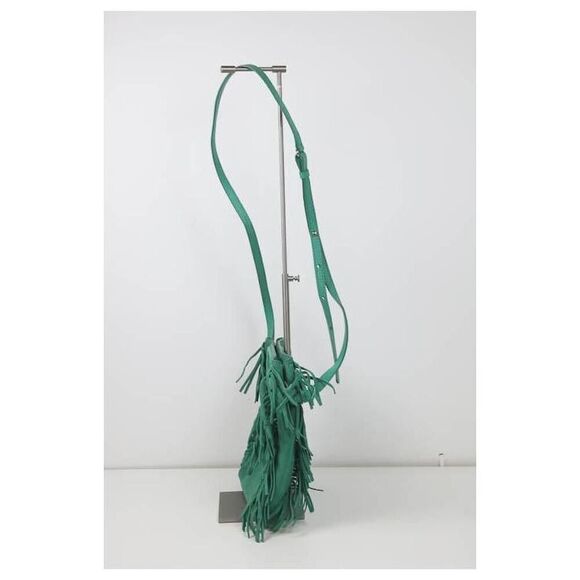 MAJE Suede Fringe Leather Green Shoulder/Hand Bag - Picture 7 of 10